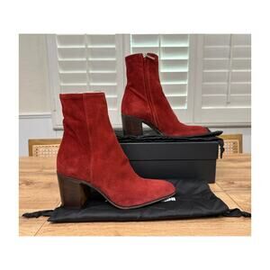 Alessandro Vasini Janis Boot Ruby Red Suede Size 9.5 US 39.5 NIB Luxury Italian